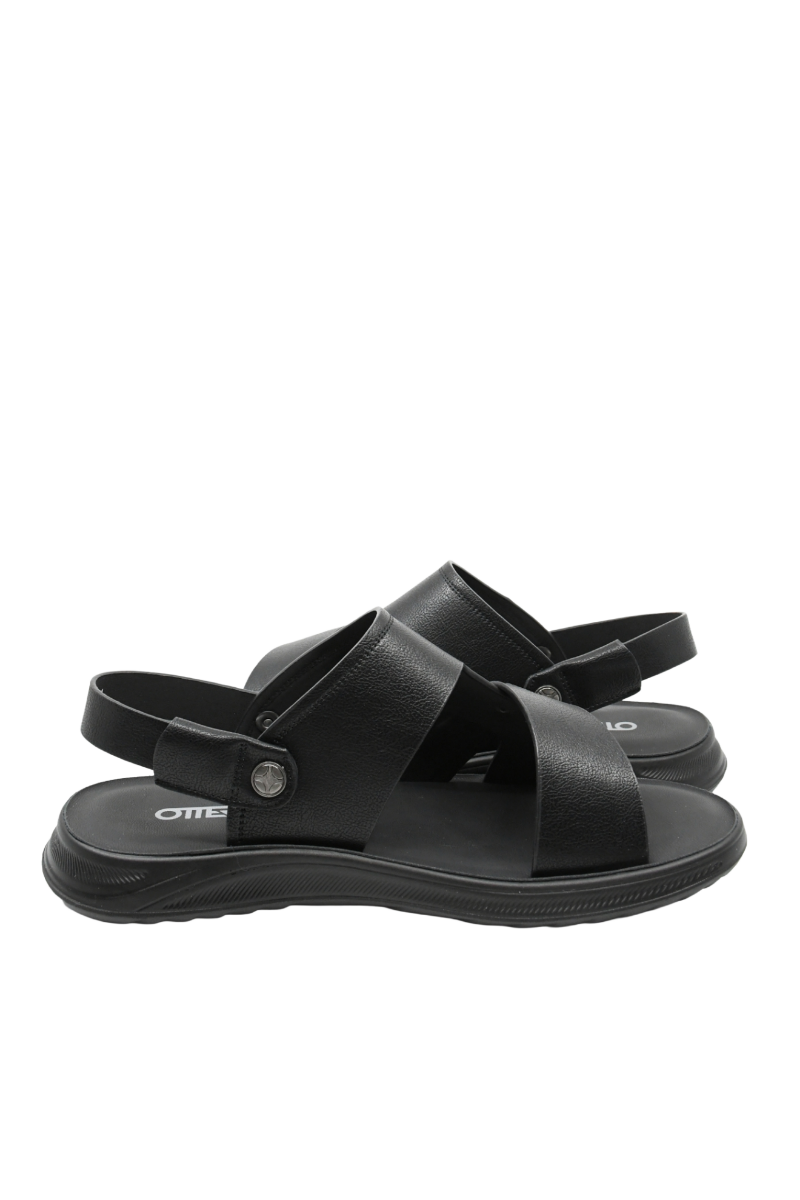 Imagine Sandale bărbați negre din piele naturală cu baretă OTR580011