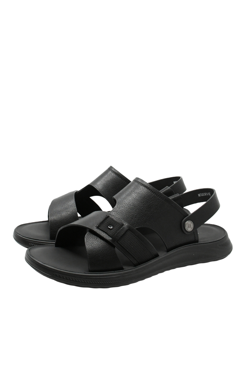 Imagine Sandale bărbați negre din piele naturală cu baretă OTR580011