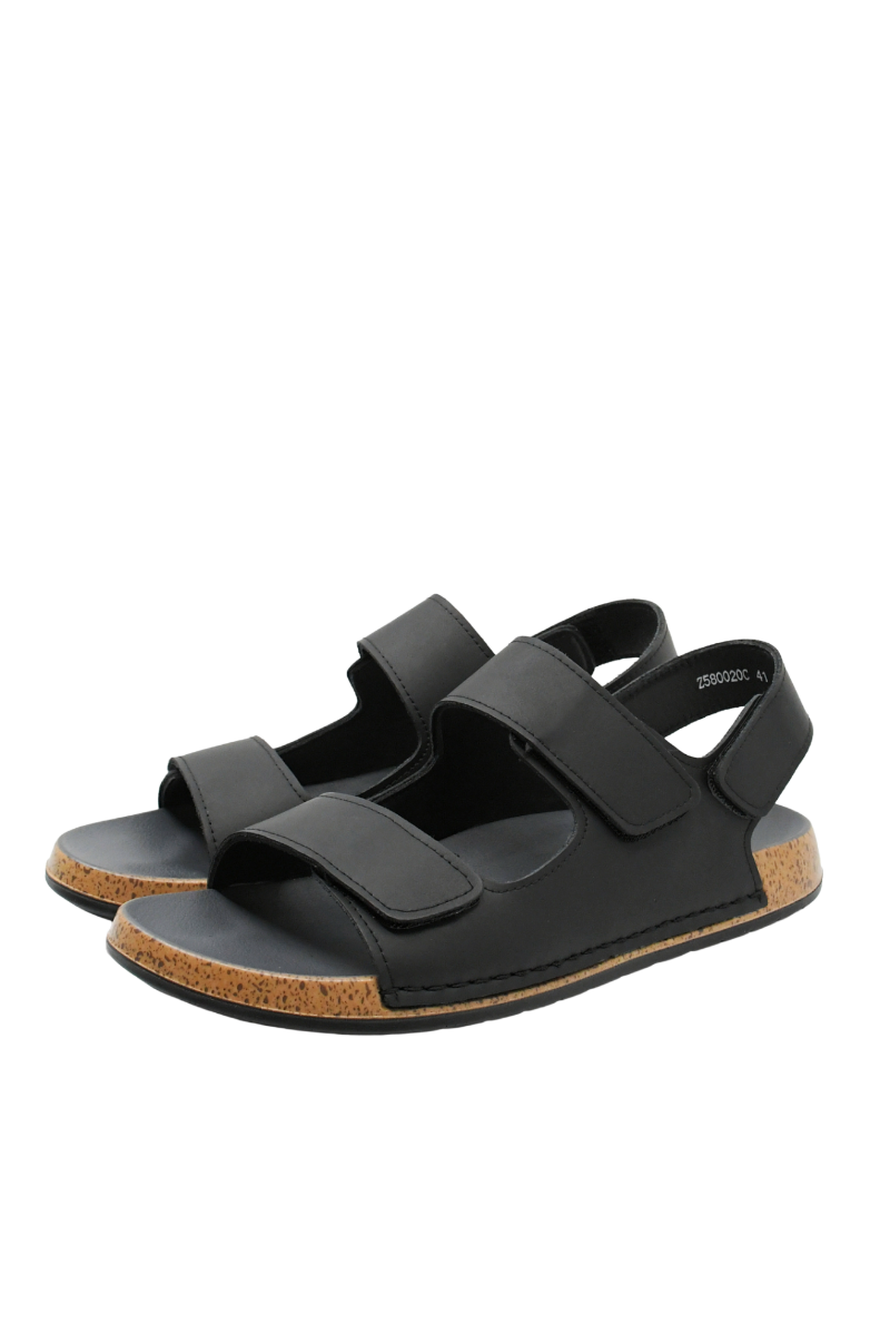 Imagine Sandale reglabile bărbați negre din piele naturală OTR580020