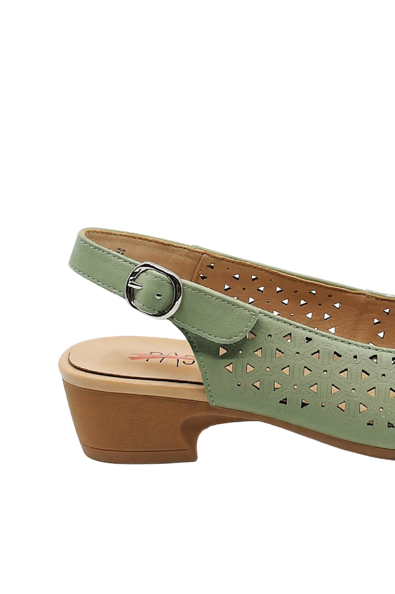 Imagine Sandale comode light green din piele naturală, cu modele geometrice OTR480016