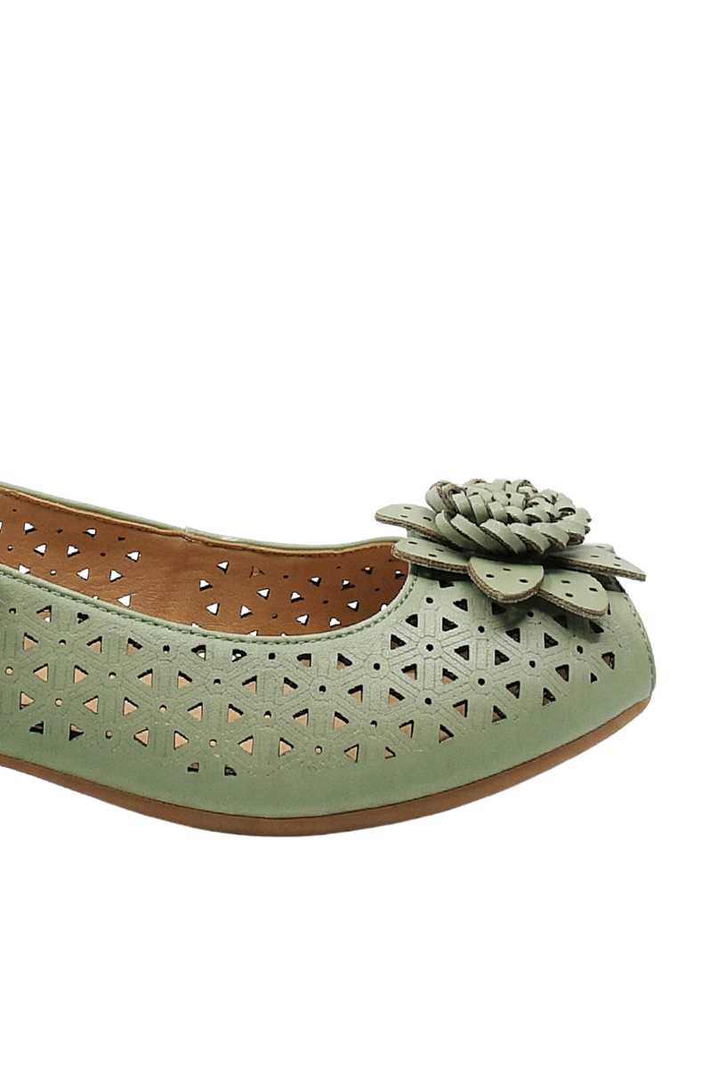 Imagine Sandale comode light green din piele naturală, cu modele geometrice OTR480016