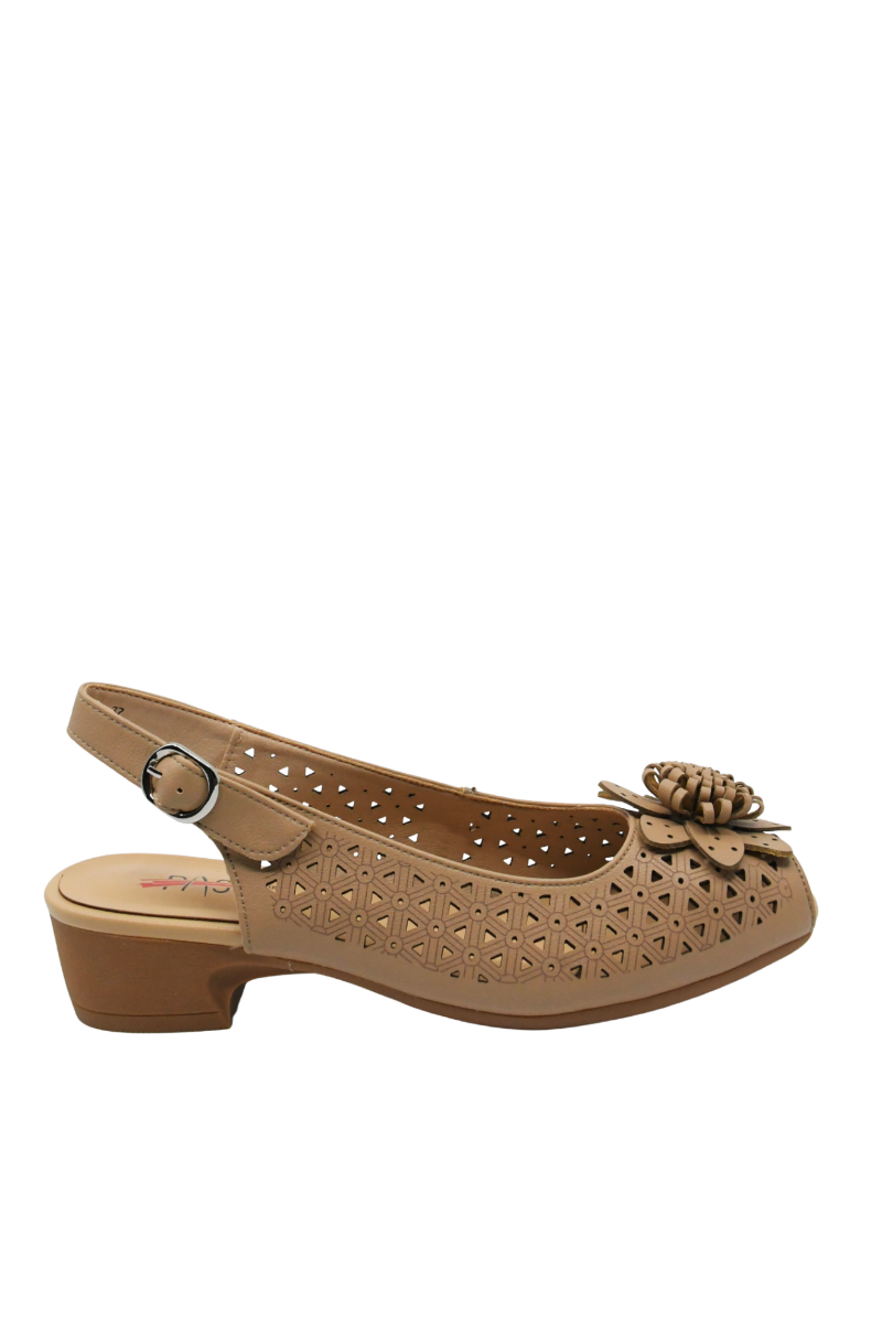 Imagine Sandale comode light brown din piele naturală, cu modele geometrice OTR460019