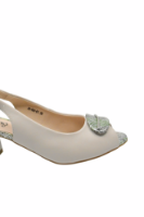 Imagine Sandale elegante bej din piele naturală, cu detalii accent FLG502