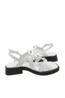 Imagine Sandale joase albe din piele naturală, cu barete și perle aplicate MIR211
