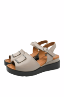 Imagine Sandale casual damă cu talpa wedge, bej din piele naturală MIR375