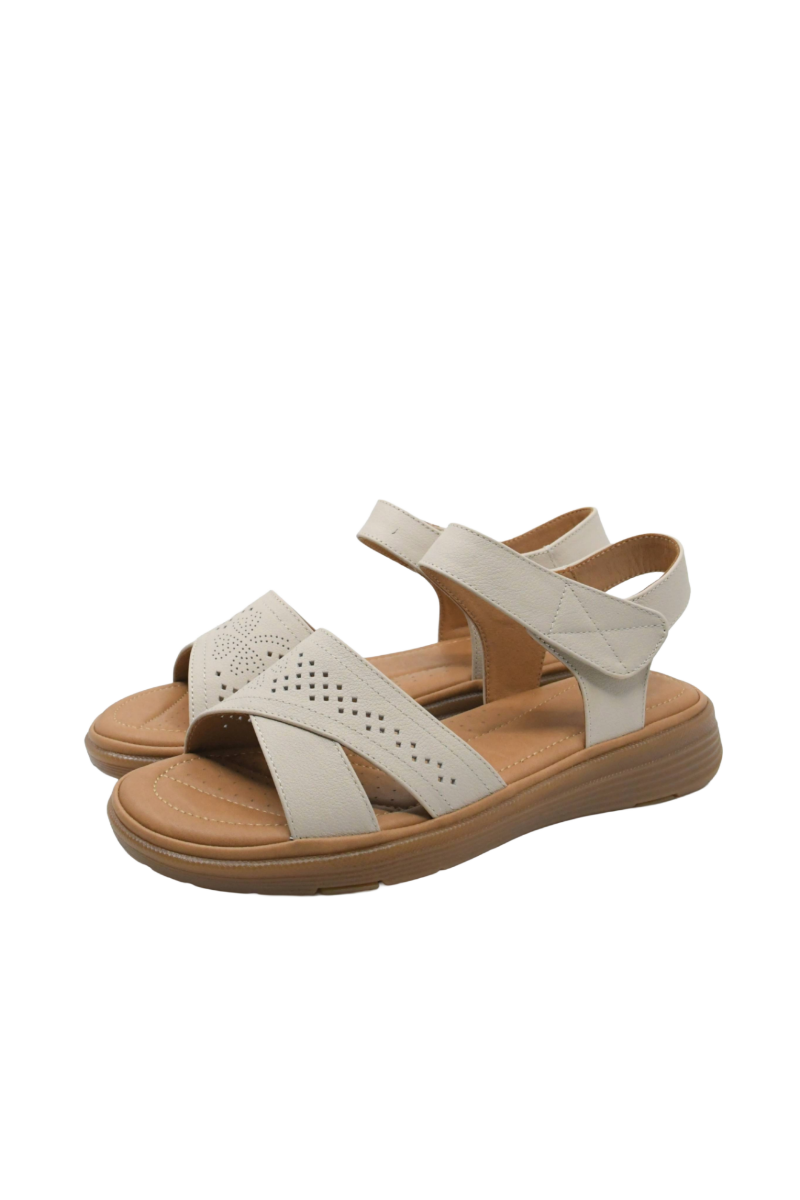 Imagine Sandale damă utracomode crem, din piele naturală FNX33180
