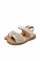 Imagine Sandale comode crem, din piele naturală cu model inimioare FNX50038