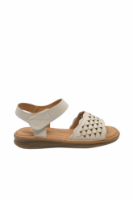 Imagine Sandale comode crem, din piele naturală cu model inimioare FNX50038