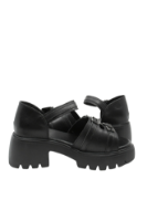 Imagine Sandale platformă negre din piele naturală, cu barete și catarame FNX10672