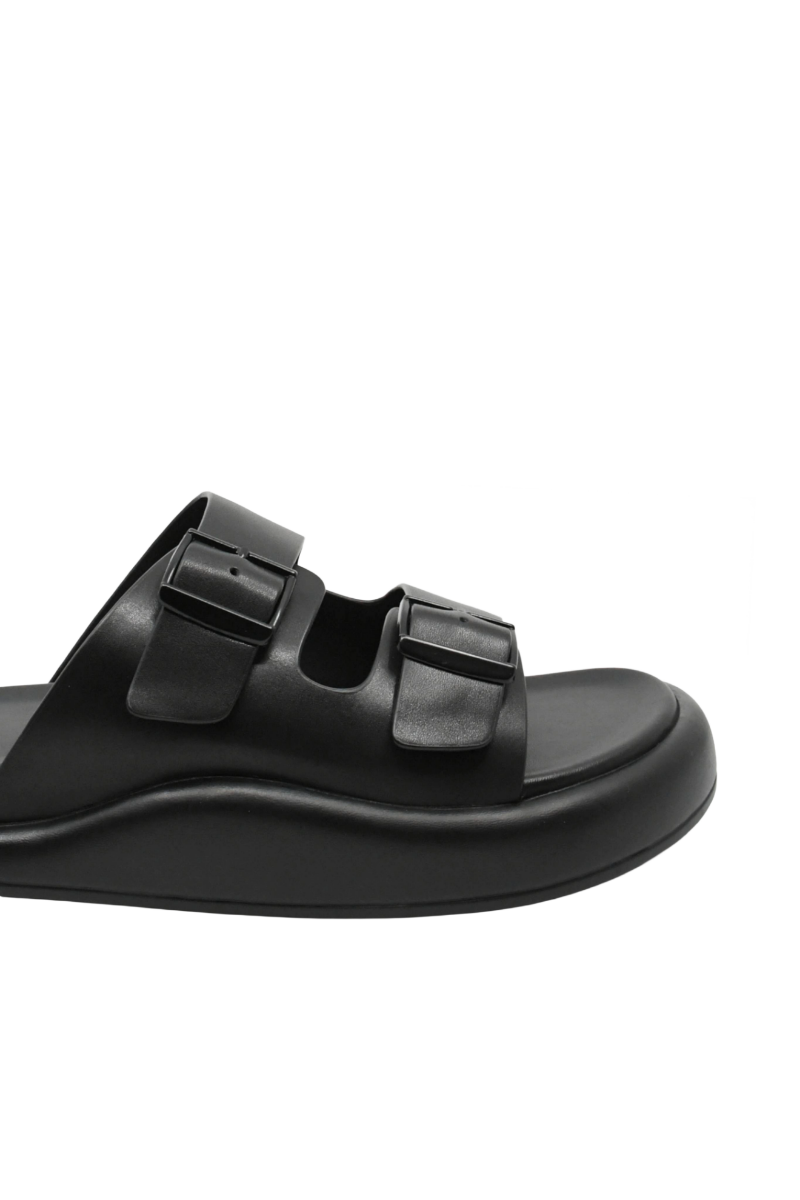 Imagine Saboți bărbați cu platformă, negri din piele naturală FNX2282