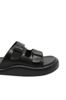 Imagine Saboți bărbați cu platformă, negri din piele naturală FNX2282