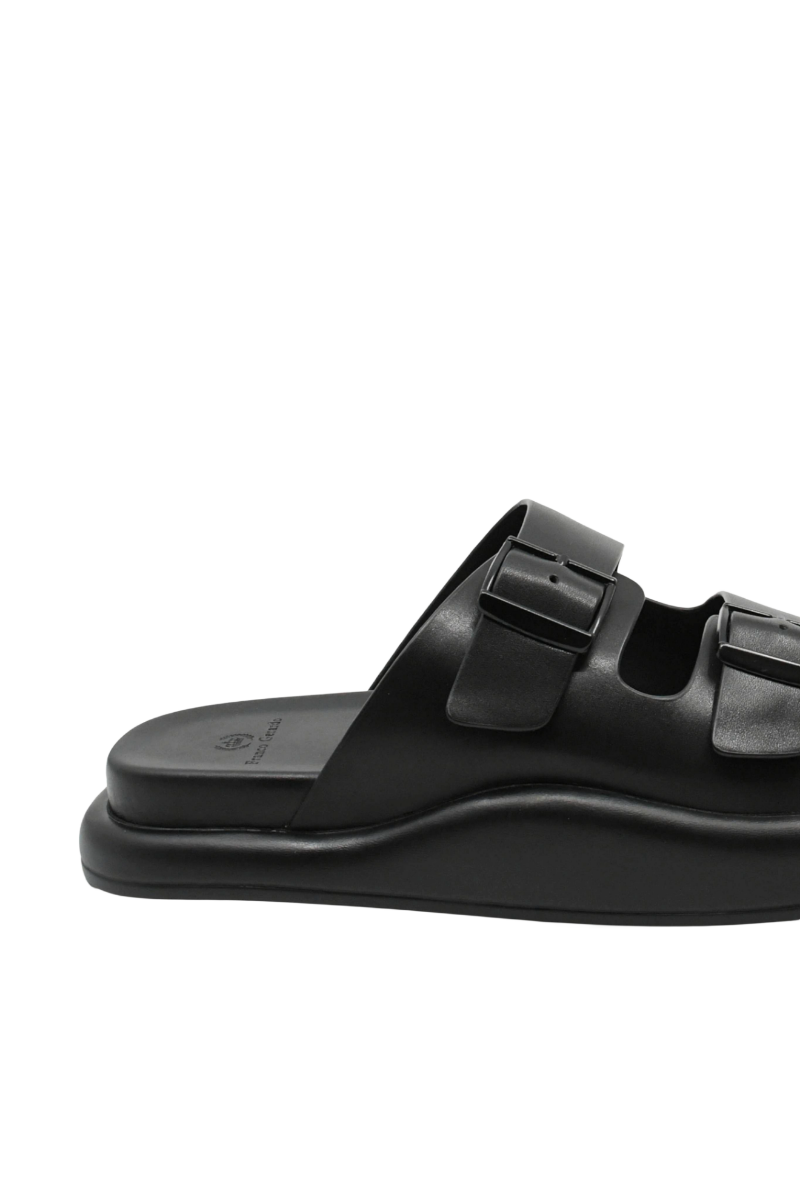 Imagine Saboți bărbați cu platformă, negri din piele naturală FNX2282