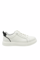 Imagine Pantofi sport albi din piele naturală cu accent negru OTR280002