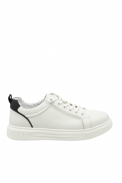 Imagine Pantofi sport albi din piele naturală cu accent negru OTR280002