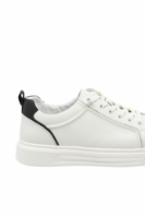 Imagine Pantofi sport albi din piele naturală cu accent negru OTR280002