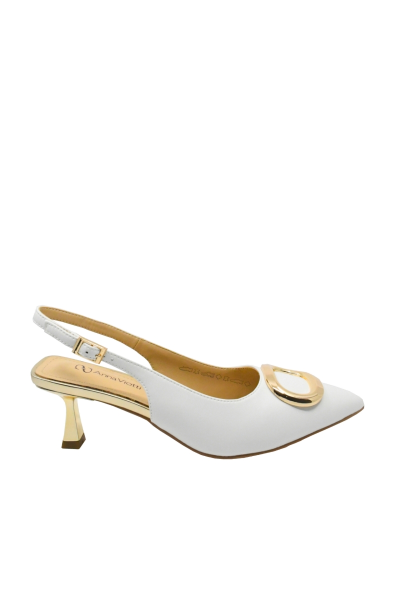 Imagine Pantofi eleganți cu toc kitten Off White , din piele naturală GOR1645