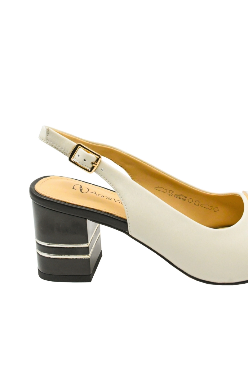 Imagine Pantofi eleganți peep-toe crem , din piele naturală GOR1474