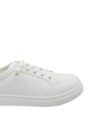 Imagine Pantofi sport albi cu detalii șah maro, din piele naturală GOR106A+M
