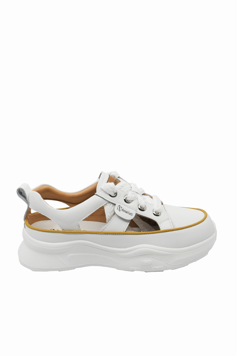 Imagine Pantofi sport albi cu decupaje, din piele naturală GOR106-21