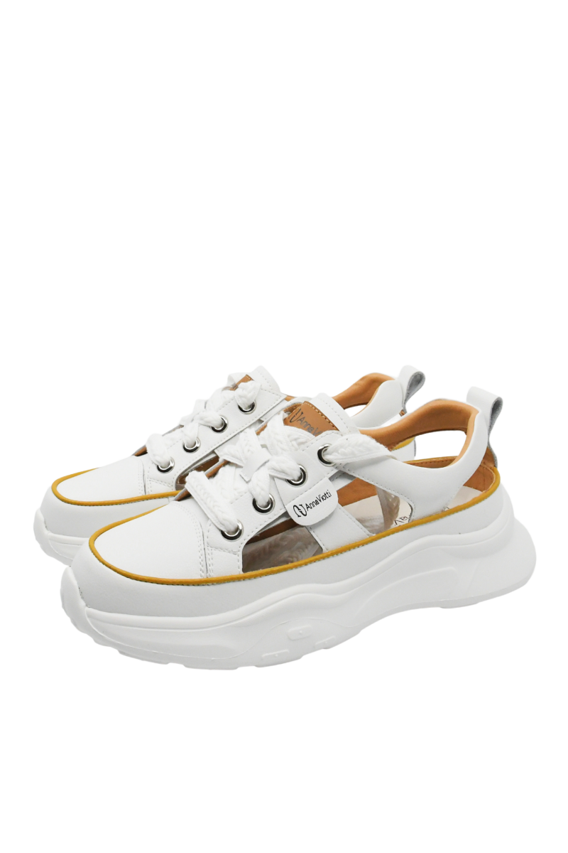 Imagine Pantofi sport albi cu decupaje, din piele naturală GOR106-21