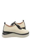 Imagine Pantofi casual wedge crem, din piele naturală cu model perforat MIR934438
