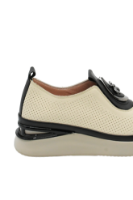 Imagine Pantofi casual wedge crem, din piele naturală cu model perforat MIR934438