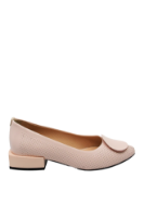 Imagine Pantofi damă eleganți roz pudră, din piele naturală cu aspect perforat MIR874