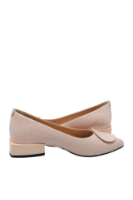 Imagine Pantofi damă eleganți roz pudră, din piele naturală cu aspect perforat MIR874