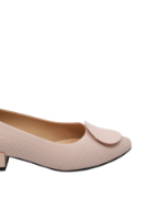 Imagine Pantofi damă eleganți roz pudră, din piele naturală cu aspect perforat MIR874