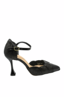Imagine Pantofi decupați cu toc stiletto înalt, negri din piele naturală KOR3059