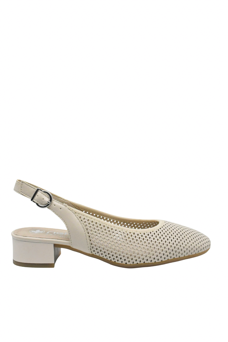 Imagine Pantofi slingback comozi bej din piele naturală model plasă RIK43458-60