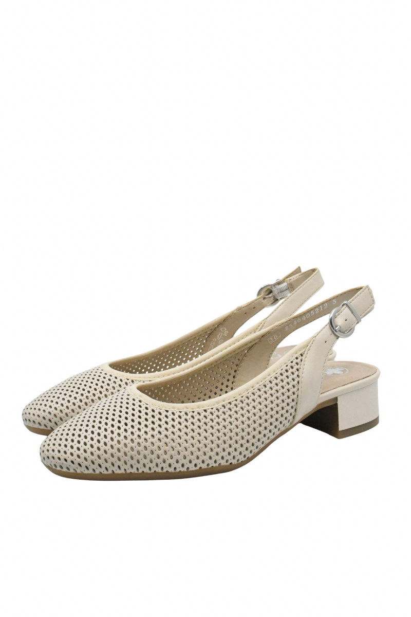 Imagine Pantofi slingback comozi bej din piele naturală model plasă RIK43458-60