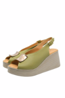 Imagine Sandale wedge verde avocado, din piele naturală MIR4012