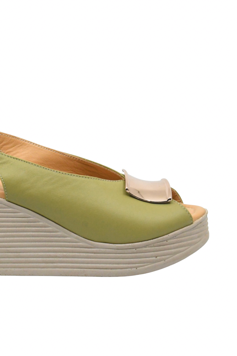 Imagine Sandale wedge verde avocado, din piele naturală MIR4012