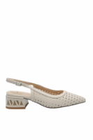 Imagine Pantofi decupați bej din piele naturală cu modele perforate GOR1073