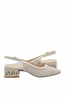 Imagine Pantofi decupați bej din piele naturală cu modele perforate GOR1073