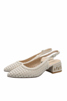 Imagine Pantofi decupați bej din piele naturală cu modele perforate GOR1073