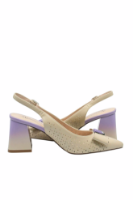 Imagine Pantofi decupați eleganți din piele naturală, camel cu detalii lavandă GOR1066