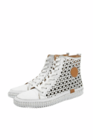 Imagine Teniși high-top albi din piele naturală cu perforații GOR419