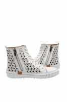 Imagine Teniși high-top albi din piele naturală cu perforații GOR419