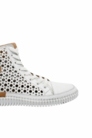 Imagine Teniși high-top albi din piele naturală cu perforații GOR419
