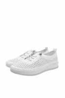 Imagine Mocasini ușori albi din piele naturală cu model perforat GOR405