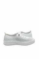 Imagine Mocasini ușori albi din piele naturală cu model perforat GOR405