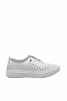Imagine Mocasini ușori albi din piele naturală cu model perforat GOR405