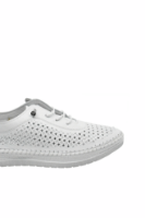 Imagine Mocasini ușori albi din piele naturală cu model perforat GOR405